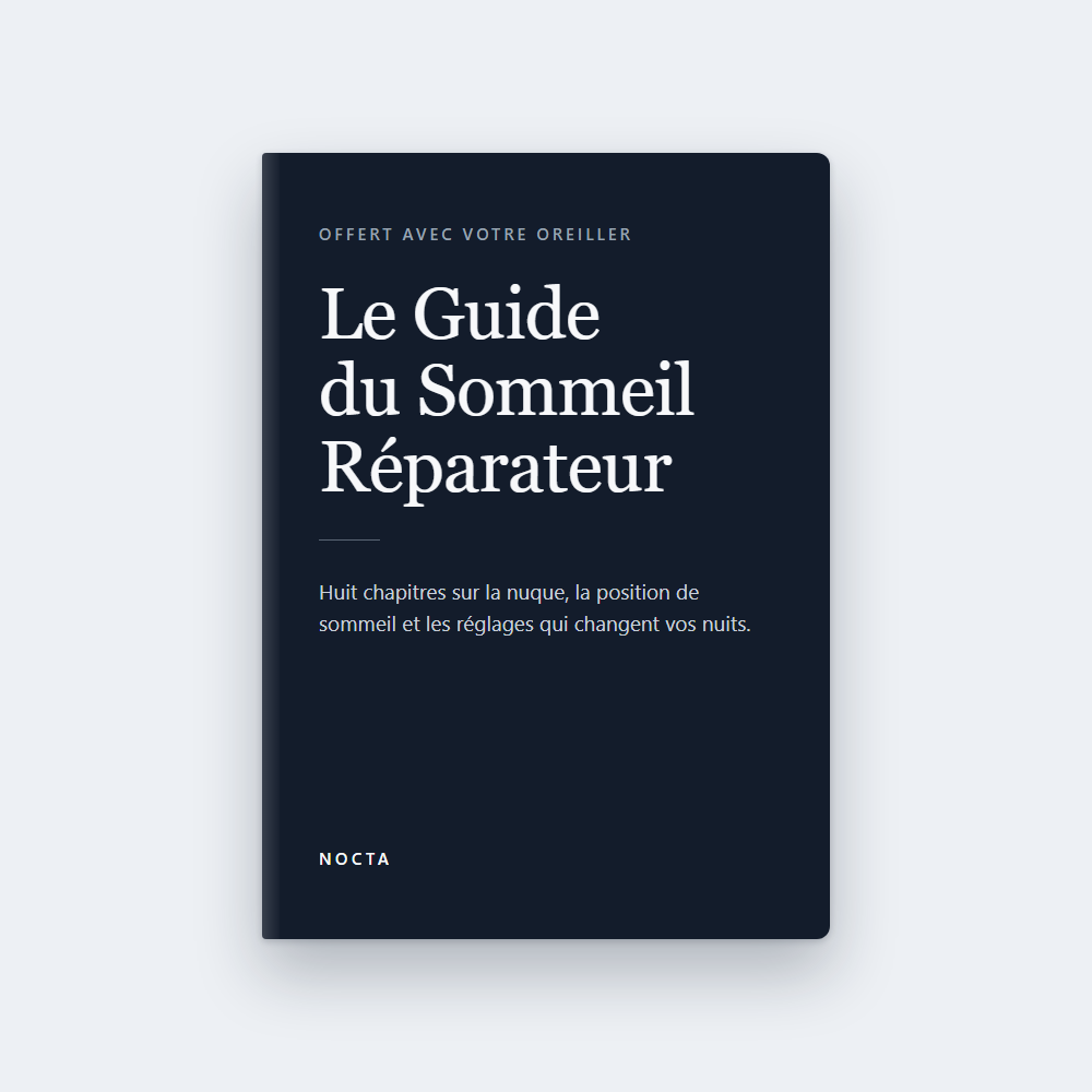 Couverture du Guide du Sommeil Réparateur, offert avec l'oreiller NOCTA