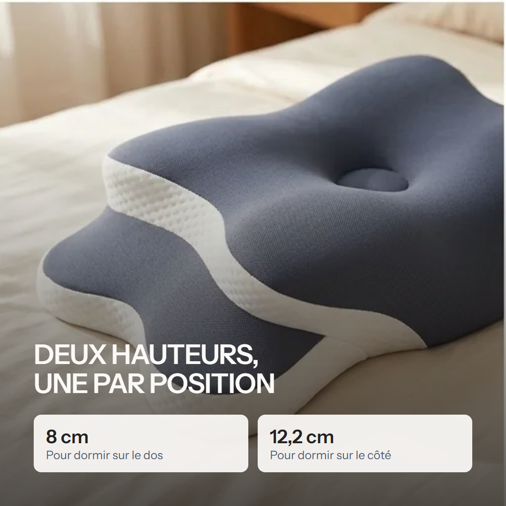 Deux hauteurs : 8 cm pour dormir sur le dos, 12,2 cm pour dormir sur le côté